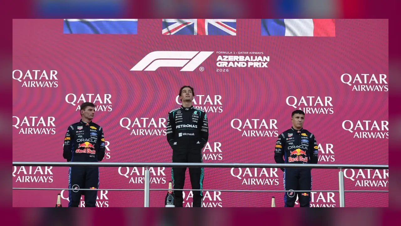 Russell vence GP do Azerbaijão após disputa acirrada com Verstappen e diminui distância na Fórmula 1